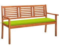 Trivietis sodo suoliukas su pagalve, 150cm, eukalipto masyvas
