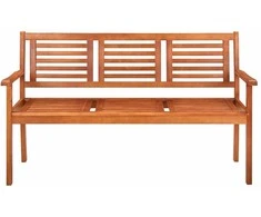 Trivietis sodo suoliukas su pagalvėle, 150cm, eukalipto masyvas