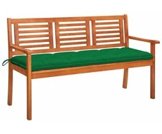 Trivietis sodo suoliukas su pagalvėle, 150cm, eukalipto masyvas