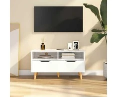 TV staliukas Televizoriaus spintelė, balta, 90x40x48,5cm, mediena, blizgi