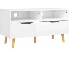 TV staliukas Televizoriaus spintelė, balta, 90x40x48,5cm, mediena, blizgi