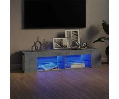 TV staliukas Televizoriaus spintelė su LED, betono pilka, 135x39x30cm