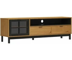 TV staliukas TV spintelė su stiklinėmis durelėmis FLAM, 158x40x50cm, pušis