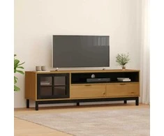 TV staliukas TV spintelė su stiklinėmis durelėmis FLAM, 158x40x50cm, pušis