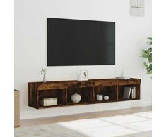 TV staliukas TV spintelės su LED, 2vnt., dūminio ąžuolo, 80x30x30cm