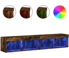 TV staliukas TV spintelės su LED, 2vnt., dūminio ąžuolo, 80x30x30cm