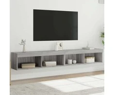 TV staliukas TV spintelės su LED, 2vnt., pilkos ąžuolo, 100x30x30cm