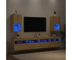 TV staliukas TV spintelės su LED lemputėmis, 2vnt., ąžuolo, 30,5x30x60cm