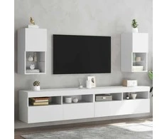 TV staliukas TV spintelės su LED lemputėmis, 2vnt., baltos, 30,5x30x60cm