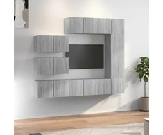 TV staliukas TV spintelių komplektas, 8 dalių, pilkas ąžuolo, mediena