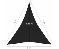 Uždanga nuo saulės, juodos spalvos, 5x6x6m, HDPE, 160g/m²
