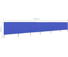 Uždanga nuo vėjo, 6 plokštės, žydra, 800x160cm, audinys