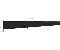 Uždanga nuo vėjo, 9 plokštės, juoda, 1200x80cm, audinys