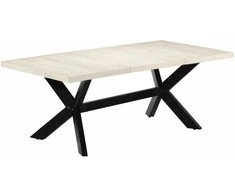 Valgomojo stalas, baltas, 200x100x75 cm, mango med. masyvas
