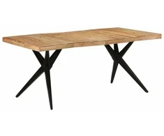 Valgomojo stalas, juodas, 180x90x77cm, akacijos masyvas