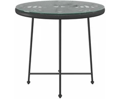 Valgomojo stalas, juodas, 80cm, grūdintas stiklas ir plienas