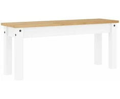 Valgomojo suoliukas Panama, baltas, 105x30x45cm, pušies masyvas