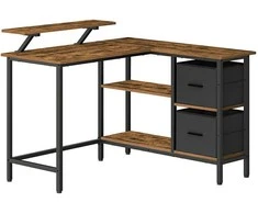 Songmics Vasagle L formos stalas su 2 stalčiais 115 x 105 cm