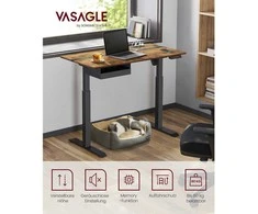 Songmics Vasagle Reguliuojamo aukščio rašomasis stalas 60 x 120 cm vintage rudai juodas