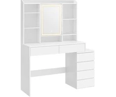 Songmics Vasagle Schminktisch mit LED-Beleuchtung modern wolkenweiß