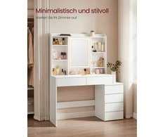 Songmics Vasagle Schminktisch mit LED-Beleuchtung modern wolkenweiß