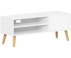 TV staliukas Songmics Vasagle TV spintelė su 1 durelėmis 40 x 120 x 49 cm balta