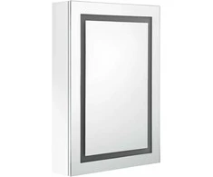 Veidrodinė vonios spintelė su LED, balta, 50x13x70cm, blizgi