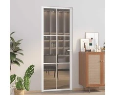 Vidaus durys, baltos, 76x201,5cm, ESG stiklas ir aliuminis