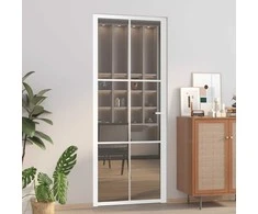 Vidaus durys, baltos, 83x201,5cm, ESG stiklas ir aliuminis
