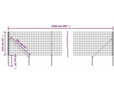 Vielinė tinklinė tvora su smaigais, antracito spalvos, 1,1x25m