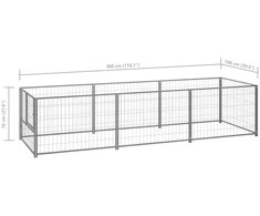 Voljeras šunims, sidabrinės spalvos, 3m², plienas