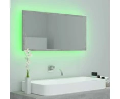 Vonios kambario LED veidrodis, betono, 90x8,5x37cm, akrilas