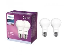 Šviesos diodų lemputė PHILIPS 13W (=100W) E27 A60 4000K 1521 lm 2vnt