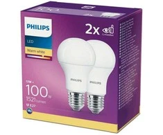 Šviesos diodų lemputė PHILIPS 13W (=100W) E27 A60 2700K 1521 lm 2vnt