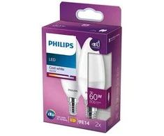 LED lemputės PHILIPS, E14, B38, 4000 K, 7W (=60W), 806 lm, NON-DIM, 2 vnt.