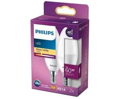 LED lemputės PHILIPS, E14, B38, 2700 K, 7W (=60W), 806 lm, NON-DIM, 2 vnt.