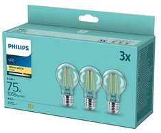 „Philips“ LED lempos E27, 3 vnt., 75 W, 2700 K, su gijomis