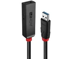 USB Prailginimo Laidas - LINDY USB 3.0 Aktyvus Prailginimo Laidas, M/F, 5Gbps, 5 m, Juodas