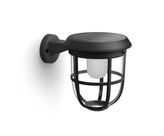 Aplica LED solara pentru exterior cu senzor de miscare Philips RADII ,1.3W, 4V, 250 lm, lumina calda (3000K), IP44, 192x240x175mm,Negru
