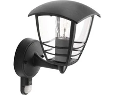 Philips Sieninis lauko šviestuvas CREEK, E27, juodas, IP44, su judesio davikliu