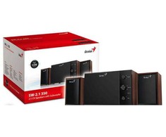 Kompiuterio kolonėlės Boxe Genius SW-2.1 350, cu fir, sistema 2.1, lizdas 3,5 mm, putere RMS 15W (2 x 3,5 W + 1 x 8W), vyšnios mediena
