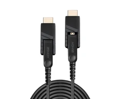 HDMI Laidas - LINDY Šviesolaidinis Hibridinis Micro-HDMI 4K60 Laidas, 18Gbps, Atsparus Micro-HDMI, HDMI, DVI, 30 m, Juodas