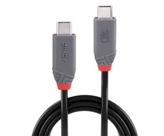 USB Kabelis - LINDY Anthra Line USB4 Type C Laidas, M/M, 40Gbps, 240W PD, 0.8 m, Juodas
