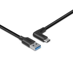 USB Kabelis - LINDY USB 3.2 Type A į C Laidas, M/M, 10Gbps, 90° Dešinysis Kampas, 1 m, Juodas