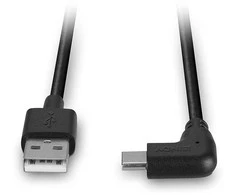 USB Kabelis - LINDY USB 2.0 Tipo A į C Laidas, 90° Dešinysis Kampas, 480Mbps, 15W, 1 m, Juodas