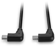 USB Kabelis - LINDY USB 2.0 Type C Laidas, M/M, 60W PD, 90° Dešinysis Kampas, 1 m, Juodas
