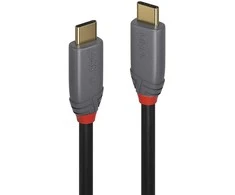 USB Kabelis - LINDY Anthra Line USB 3.2 Type C į C Laidas, M/M, 20Gbps, 100W PD, 2 m, Juodas