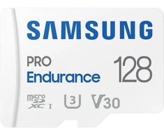 Atminties kortelė Samsung PRO Endurance microSD 128 GB, Baltos spalvos