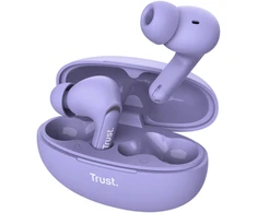 Trust Yavi – belaidės „Bluetooth TWS“ ausinės su įkrovimo dėklu ir ENC (violetinė)