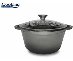 EMALIUOTA KETINIO KEPTUVO SU DANGČIU 22 X 9,5 CM, 2,9 L, MARMURO PILKO, „COOKING BY HEINNER“